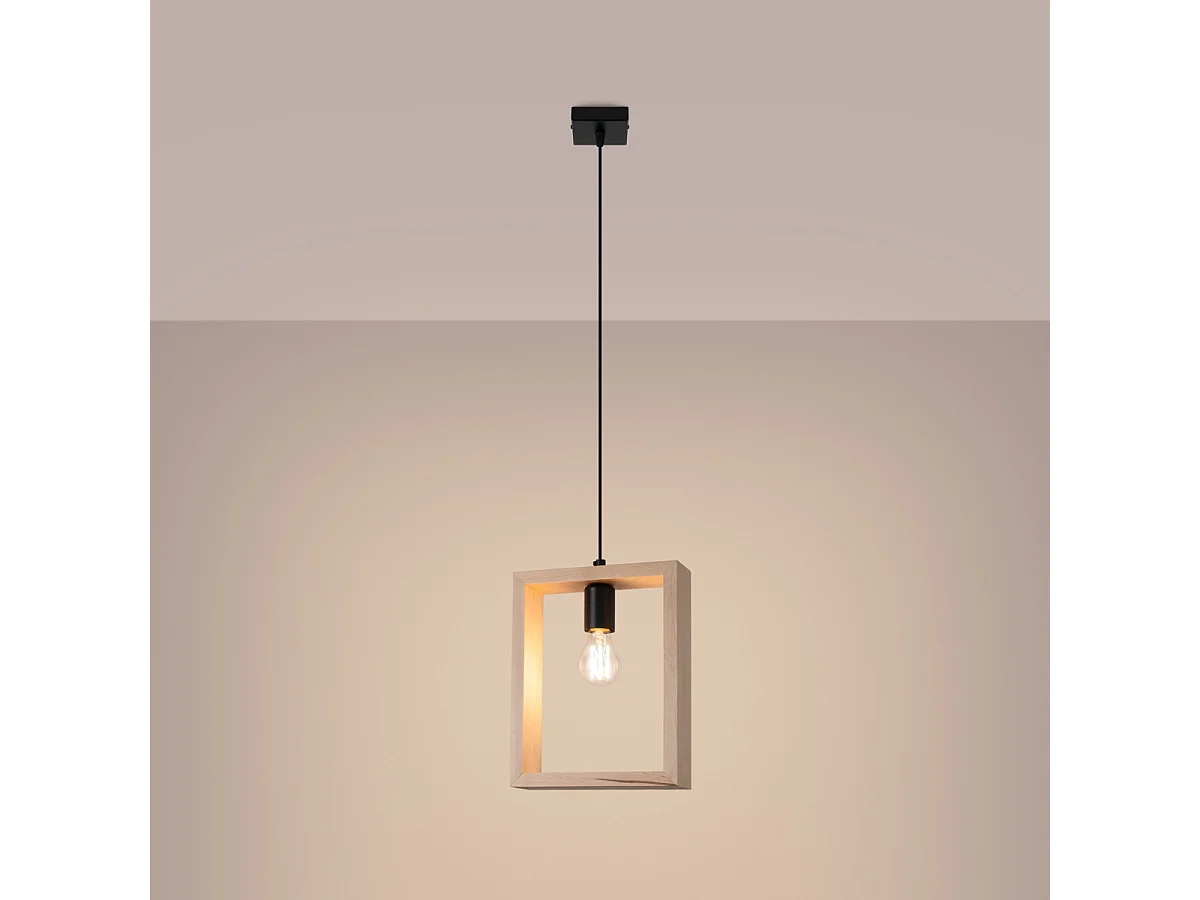 Hanglamp ARIES Scandinavisch van  - 1 lichtbronnen - L.24 x H.133 cm - natuurlijk hout