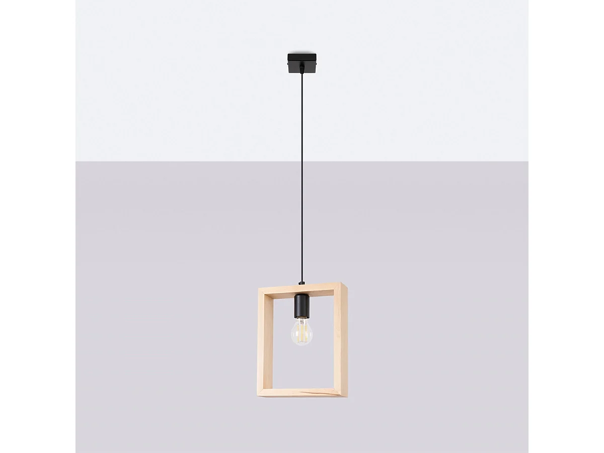 Hanglamp ARIES Scandinavisch van  - 1 lichtbronnen - L.24 x H.133 cm - natuurlijk hout