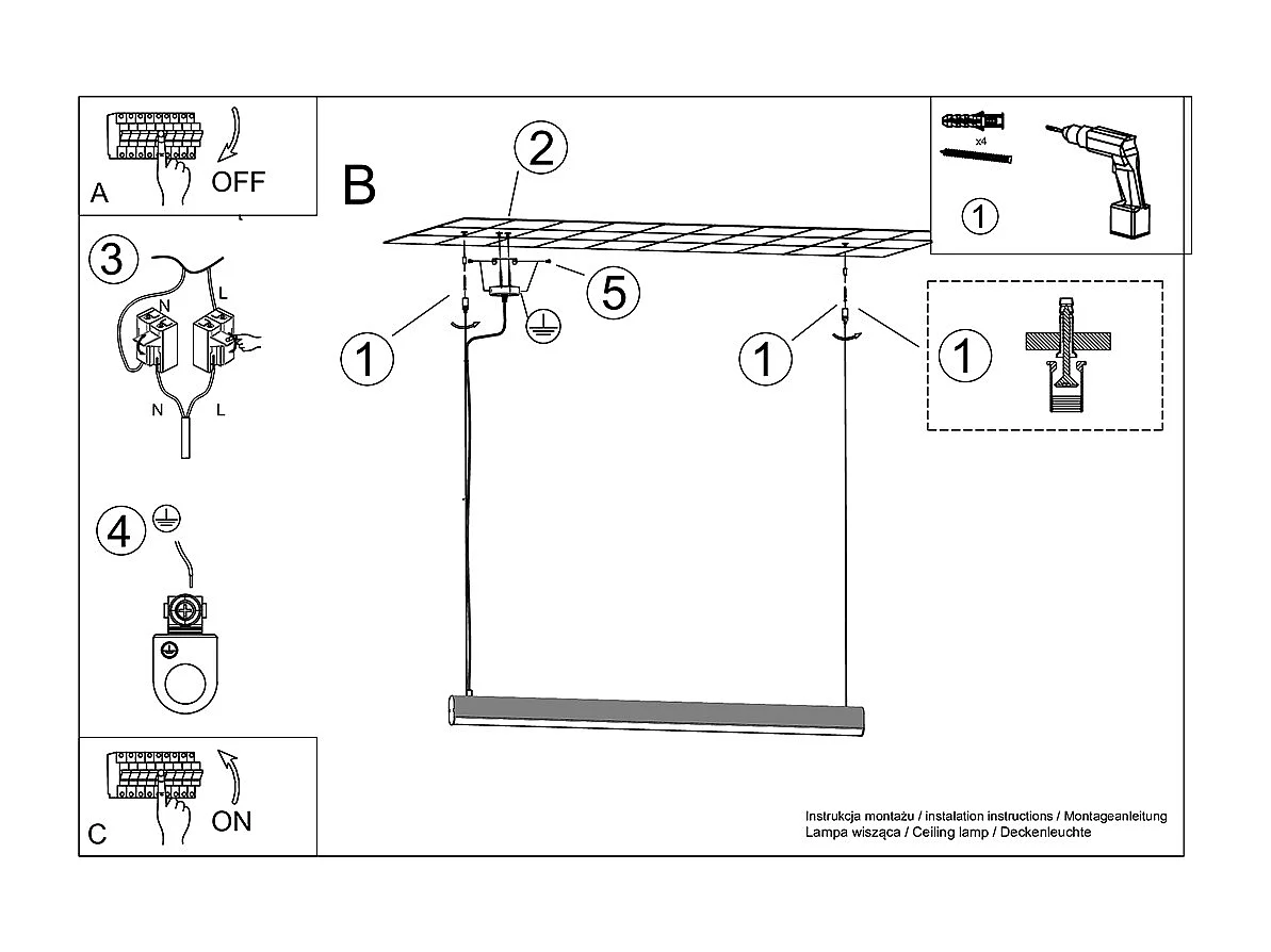 Lampes Suspendues Farge Moderne En Aluminium - 1 Sources Lumineuses - L.120 X H.150 Cm - Blanc