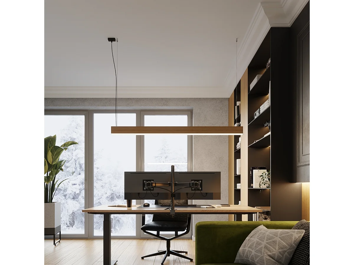 Hanglampen Lykke Modern Van  - 1 Lichtbronnen - L.150 X H.150 Cm - Eik