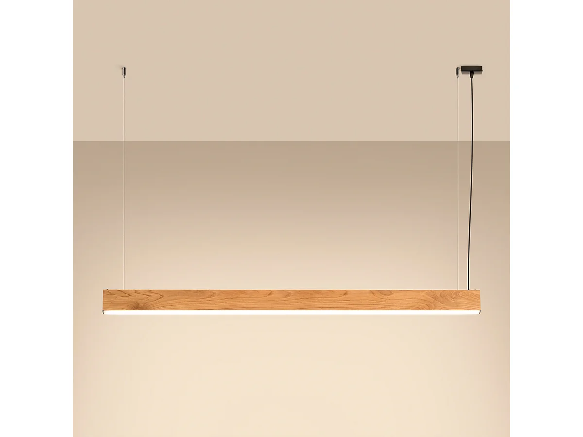 Hanglampen Lykke Modern Van  - 1 Lichtbronnen - L.150 X H.150 Cm - Eik