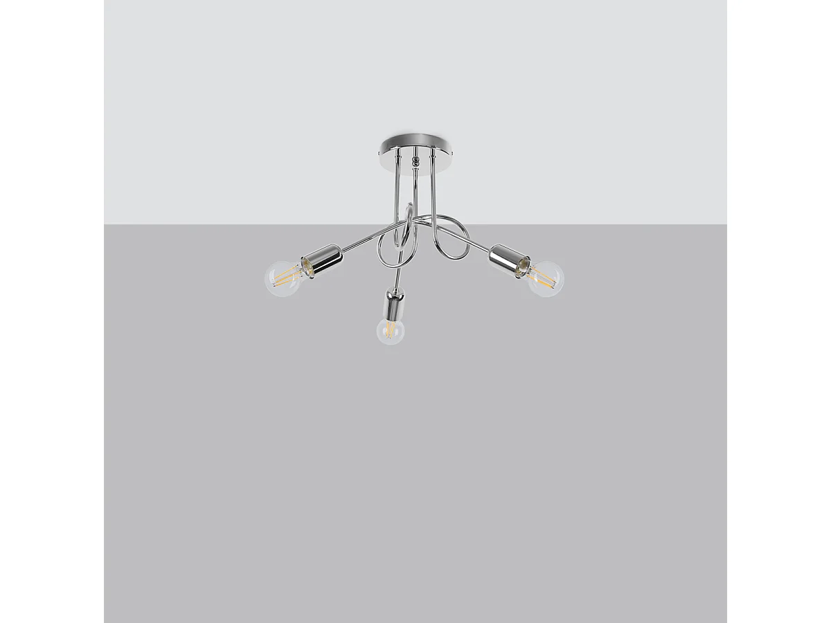 Lampadari Supeł Industriale Di Acciaio - 3 Sorgenti Luminose - L.45 X A.35 Cm - Cromo