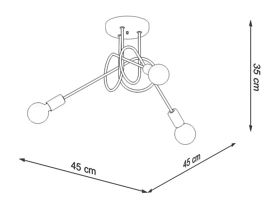Lampadari Supeł Industriale Di Acciaio - 3 Sorgenti Luminose - L.45 X A.35 Cm - Cromo