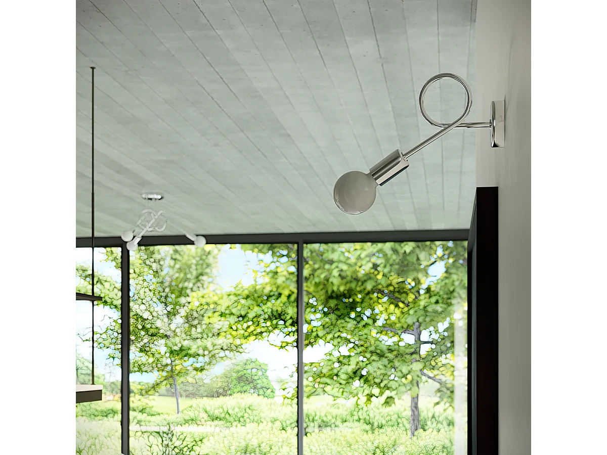 Lampadari Supeł Industriale Di Acciaio - 3 Sorgenti Luminose - L.45 X A.35 Cm - Cromo