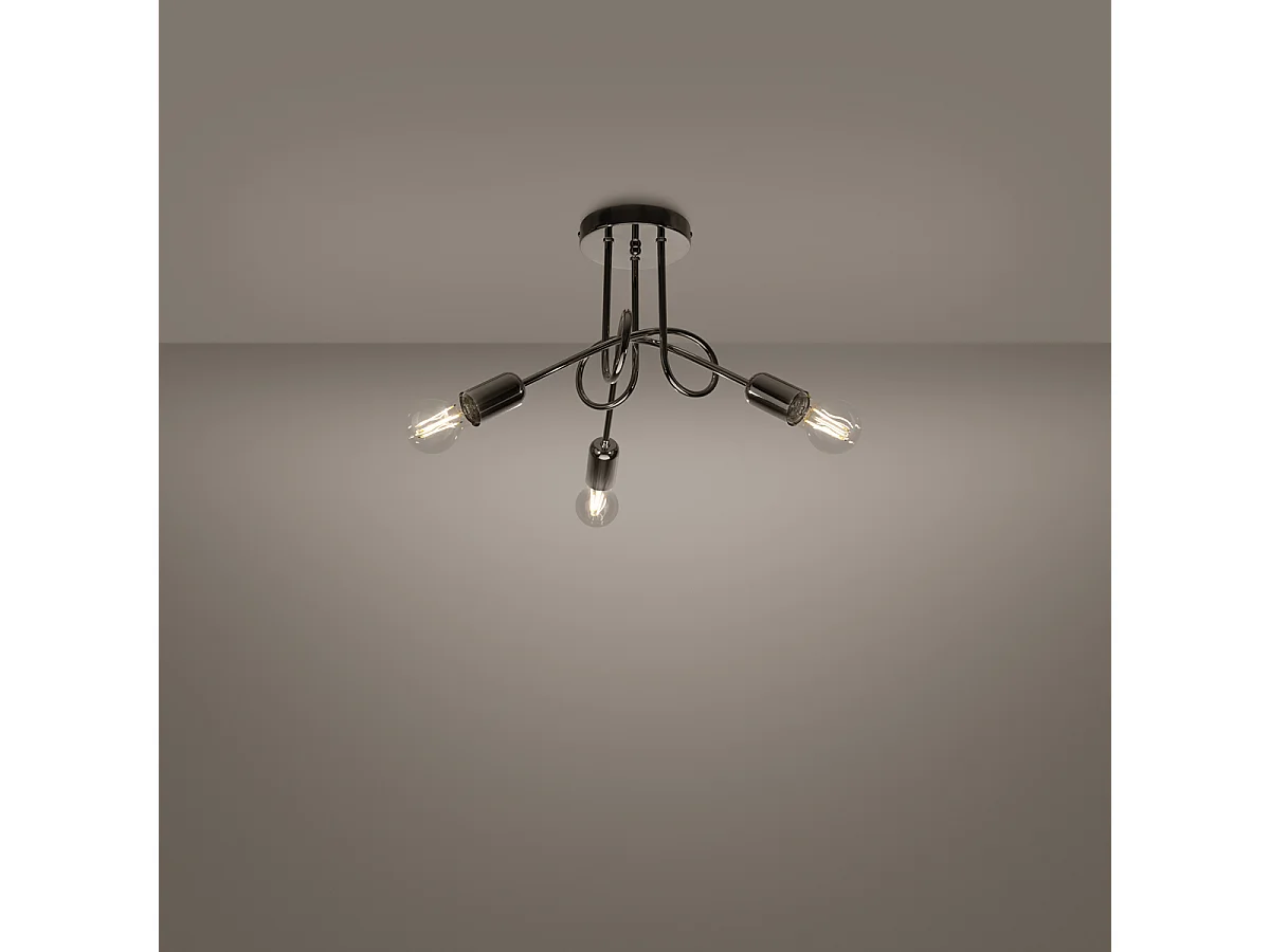 Lustres Supeł Industriel En Acier - 3 Sources Lumineuses - L.45 X H.35 Cm - Chrome