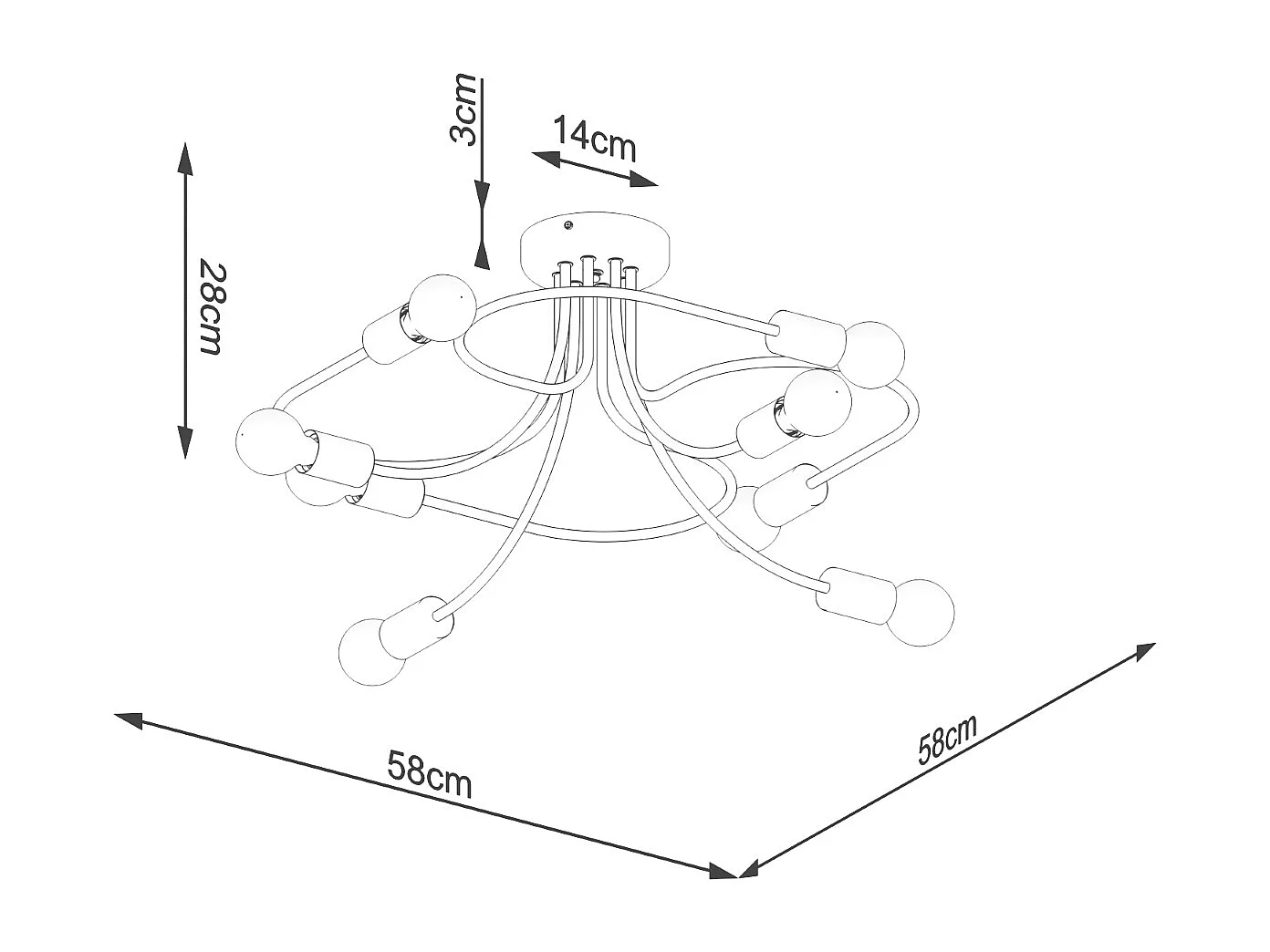 Żyrandol LEVAR 8 czarny