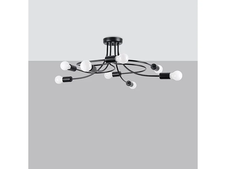 Lustres Levar Industriel En Acier - 8 Sources Lumineuses - L.58 X H.28 Cm - Noir