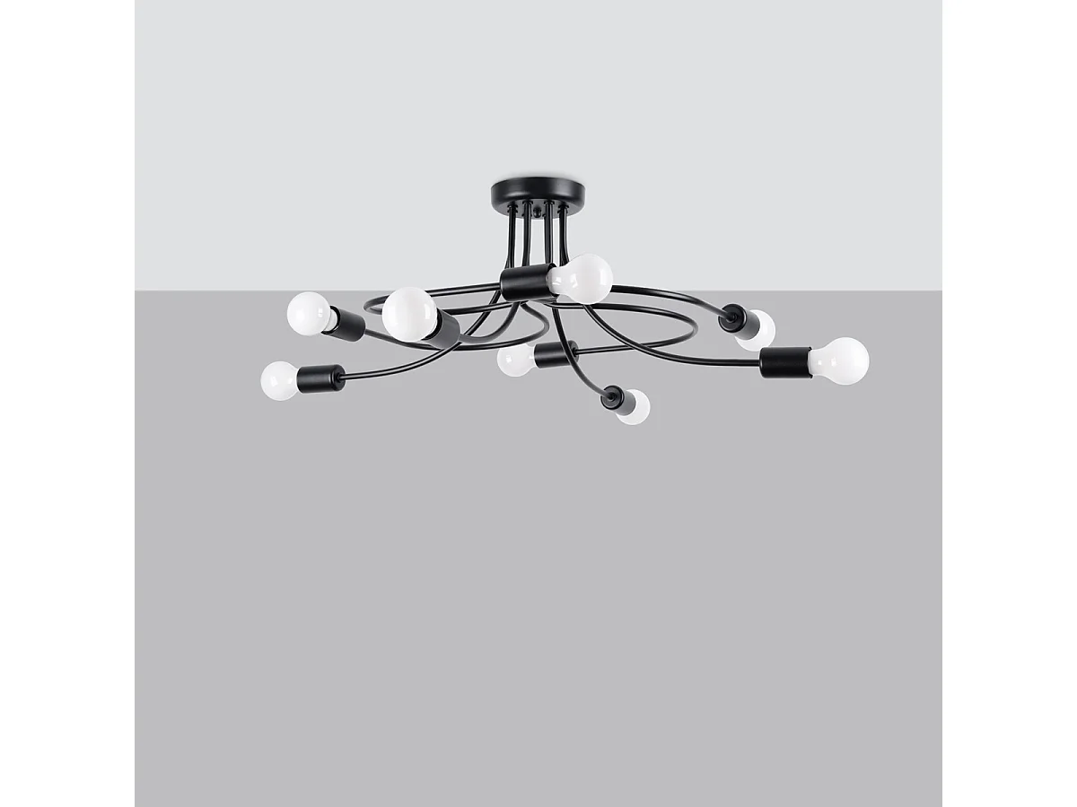 Lustre Levar Industriel En Acier - 8 Sources Lumineuses - L.58 X H.28 Cm - Noir