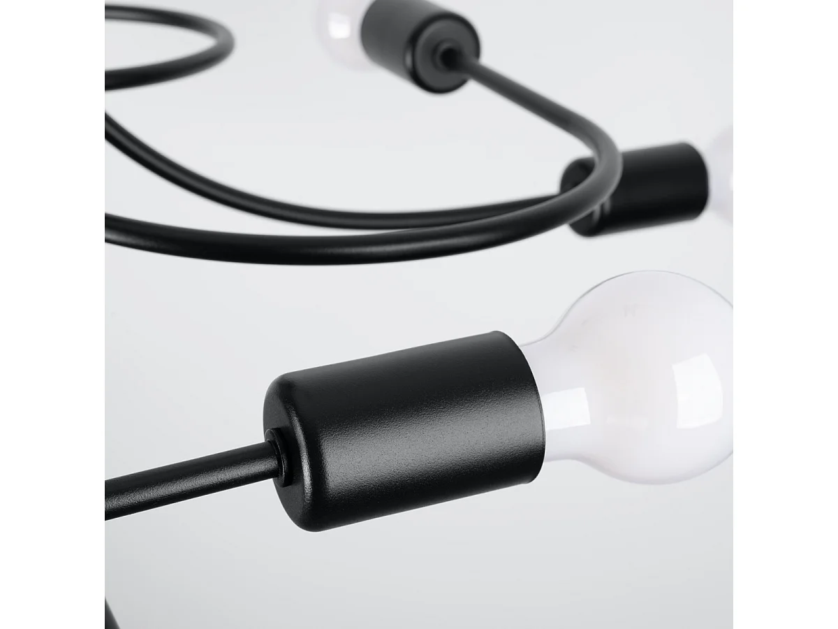 Lustre Levar Industriel En Acier - 8 Sources Lumineuses - L.58 X H.28 Cm - Noir