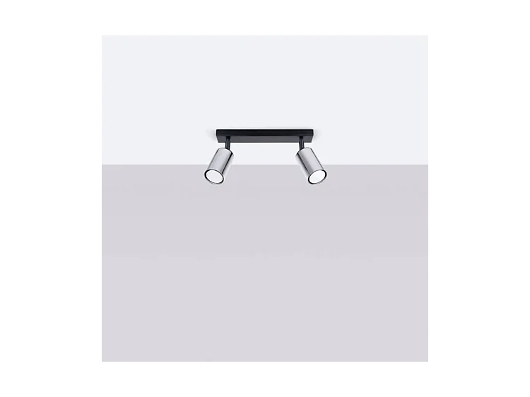 Lustre Winx Moderne En Acier - 2 Sources Lumineuses - L.30 X H.18,5 Cm - Noir/Chromé
