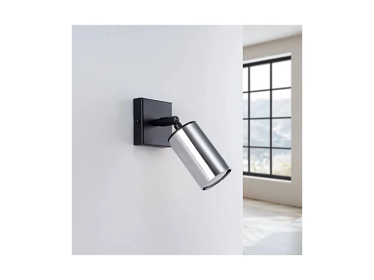 Lustre Winx Moderne En Acier - 1 Sources Lumineuses - L.8 X H.18,5 Cm - Noir/Chromé