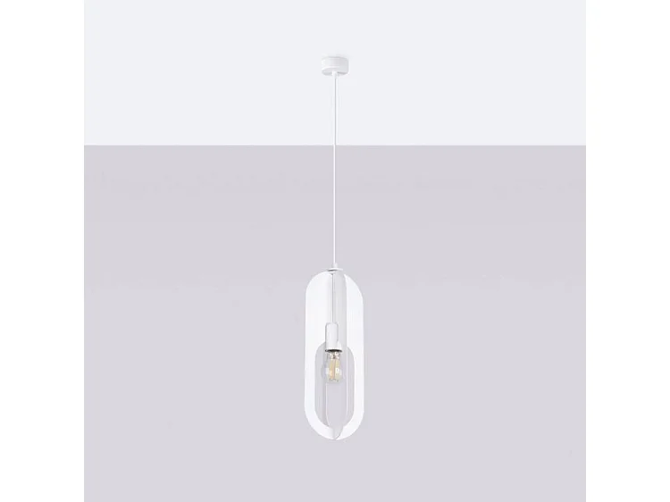 Lustre Nicus Moderne En Acier - 1 Sources Lumineuses - L.11 X H.140 Cm - Blanc
