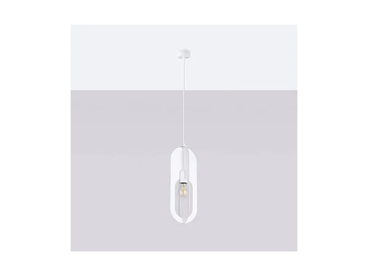Lustre Nicus Moderne En Acier - 1 Sources Lumineuses - L.11 X H.140 Cm - Blanc