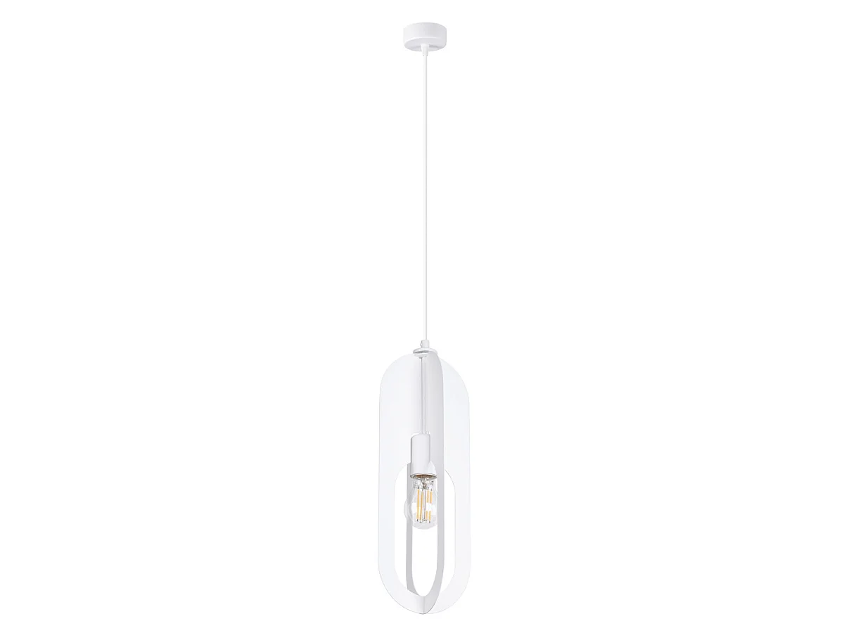 Lampada a sospensione NICUS moderno di acciaio - 1 sorgenti luminose - L.11 x A.140 cm - bianco