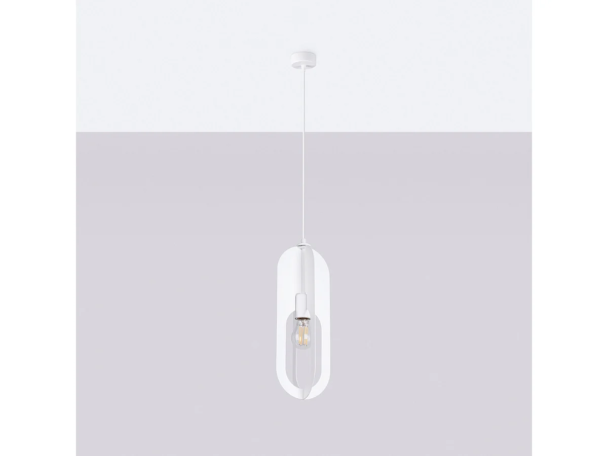 Lampada a sospensione NICUS moderno di acciaio - 1 sorgenti luminose - L.11 x A.140 cm - bianco