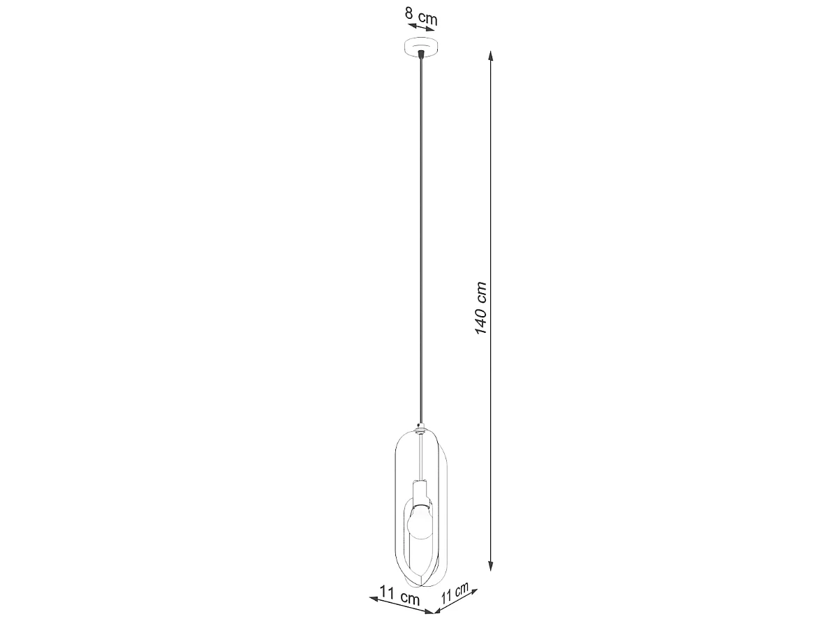 Lampada a sospensione NICUS moderno di acciaio - 1 sorgenti luminose - L.11 x A.140 cm - bianco
