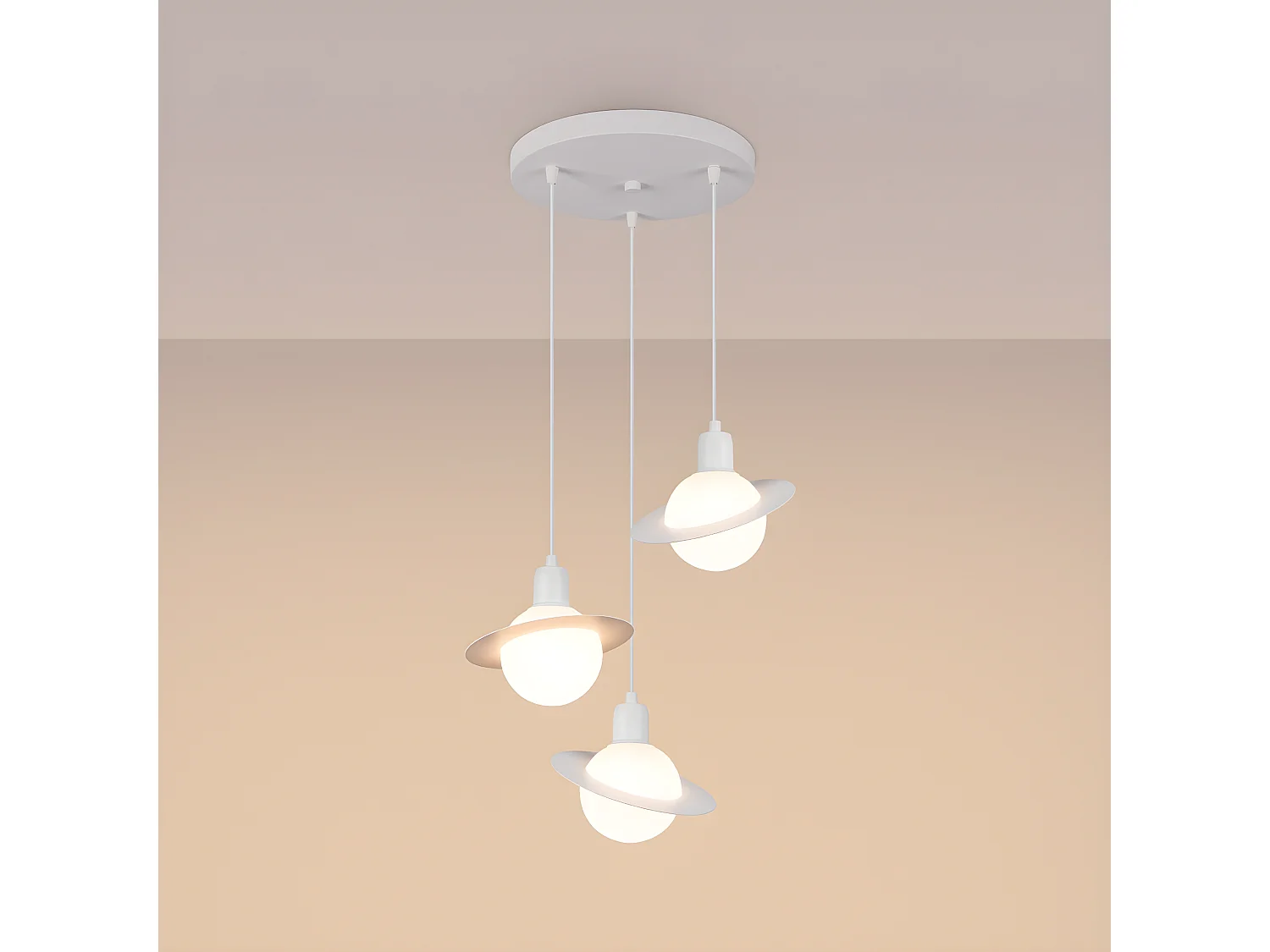 Lustre Hyperion Moderne En Acier - 3 Sources Lumineuses - L.32 X H.120 Cm - Blanc