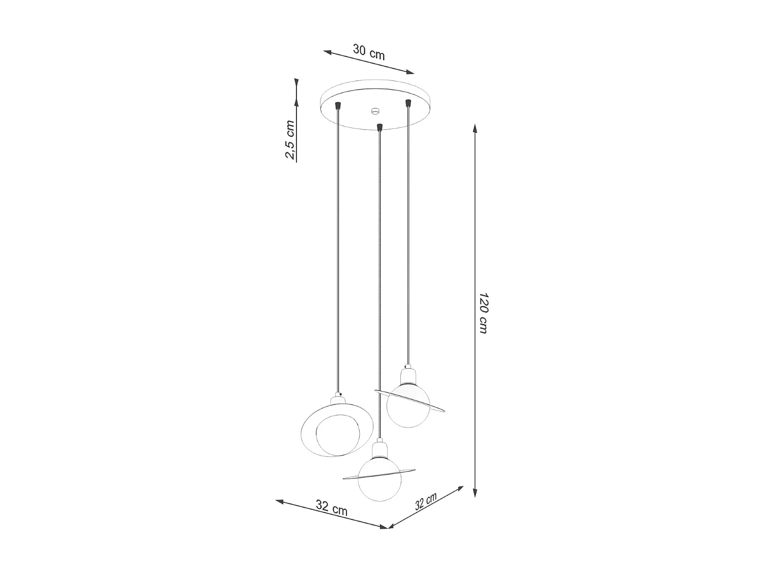 Lustre Hyperion Moderne En Acier - 3 Sources Lumineuses - L.32 X H.120 Cm - Blanc