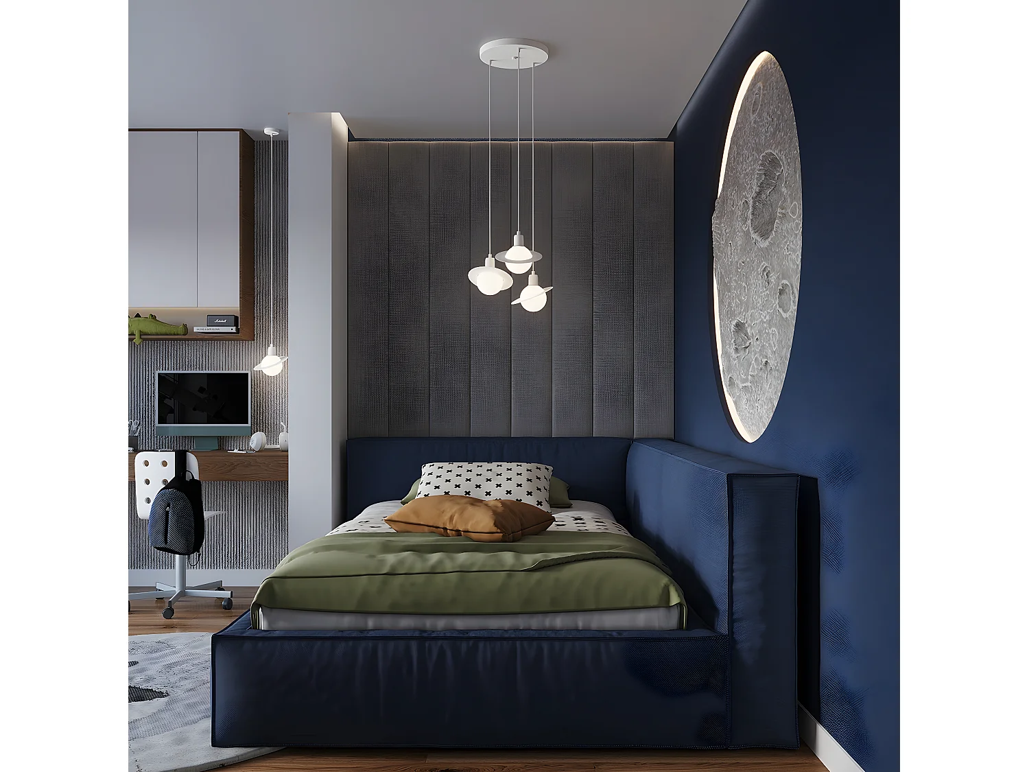 Lampy Wiszące Nowoczesny Hyperion, Stal - 3 Źródło - L.32 X H.120 Cm - Biały