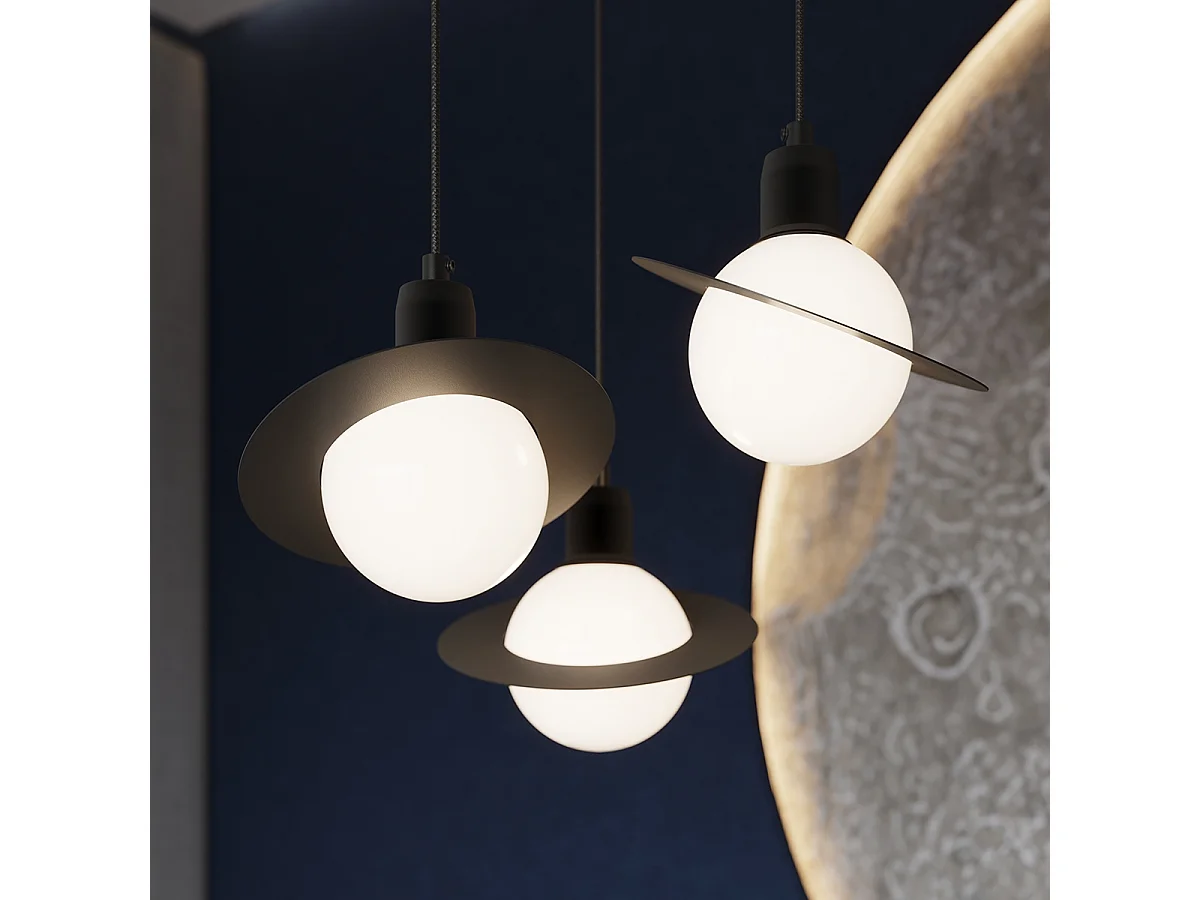 Pendelleuchten Hyperion Modern Aus  Stahl - 3 Lichtquellen - L.32 X H. Cm - Schwarz