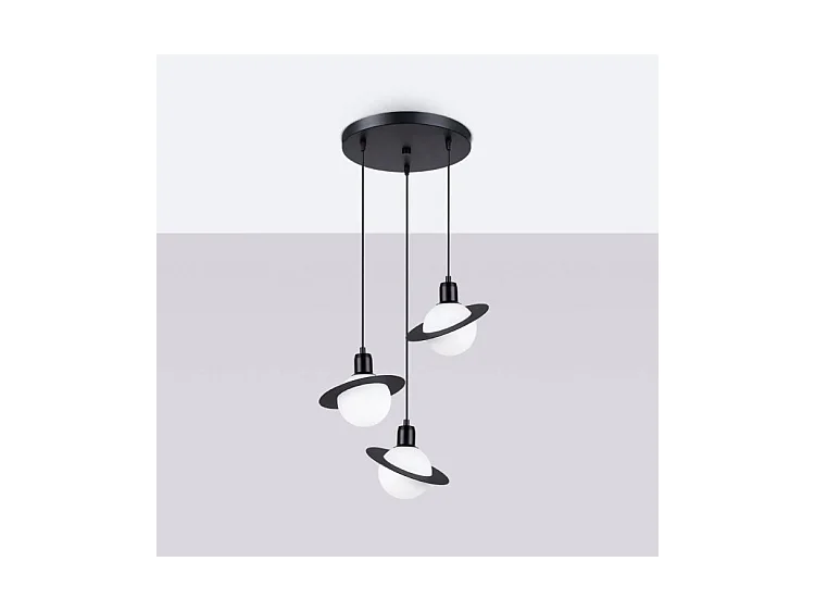 Lustre Hyperion Moderne En Acier - 3 Sources Lumineuses - L.32 X H.120 Cm - Noir