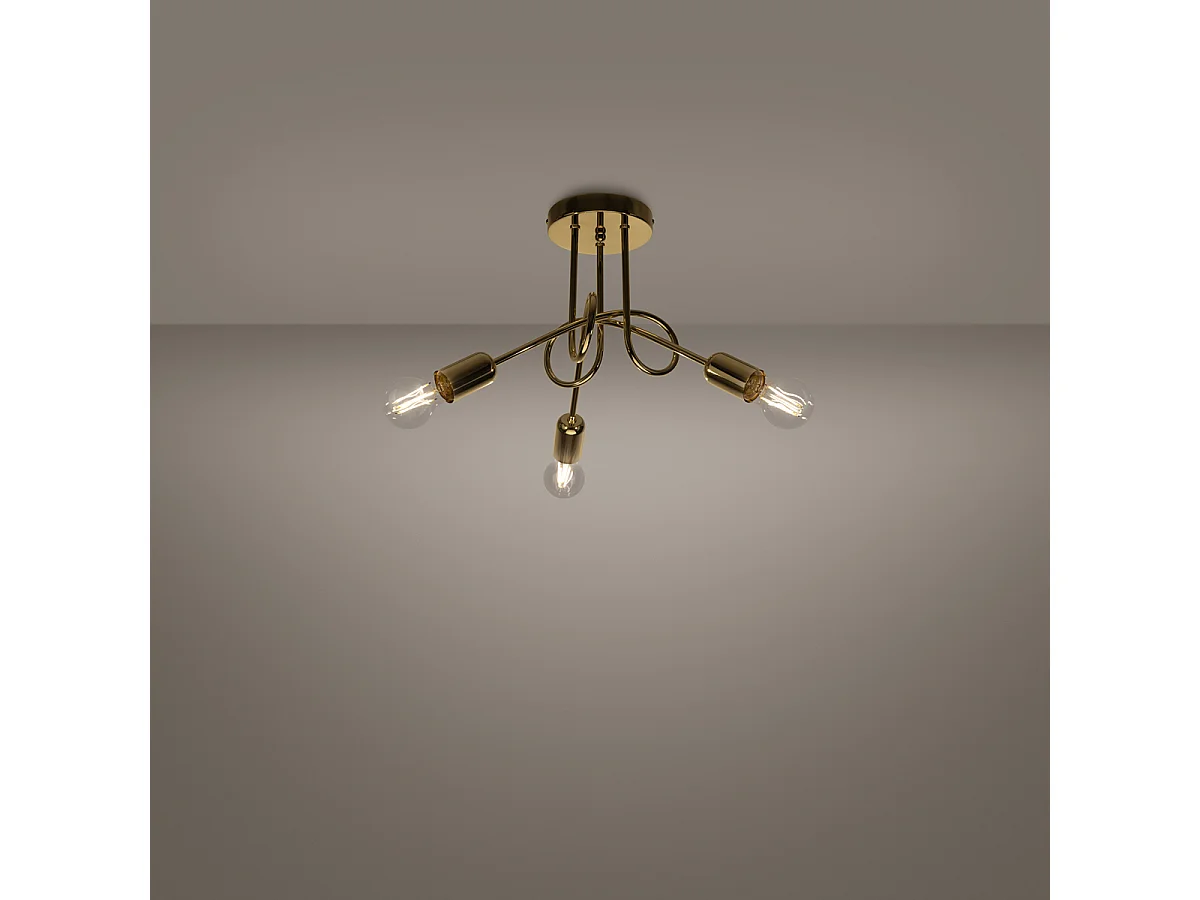 Lustres Supeł Industriel En Acier - 3 Sources Lumineuses - L.45 X H.35 Cm - Éclat Doré