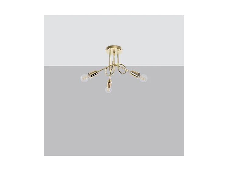 Lustres Supeł Industriel En Acier - 3 Sources Lumineuses - L.45 X H.35 Cm - Éclat Doré