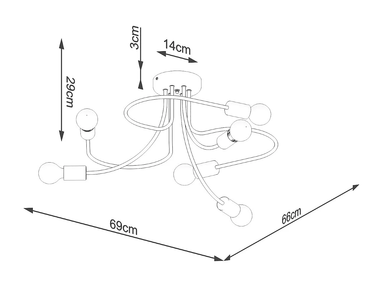 Żyrandol LEVAR 6 czarny