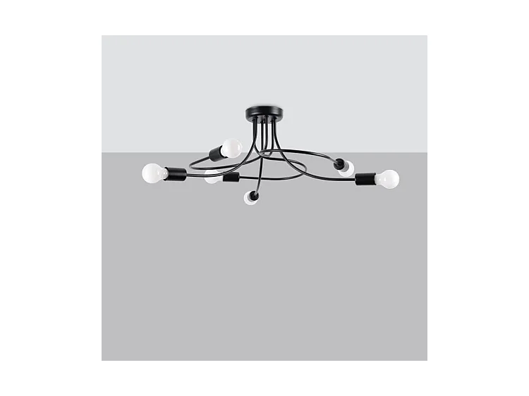Lustres Levar Industriel En Acier - 6 Sources Lumineuses - L.69 X H.29 Cm - Noir