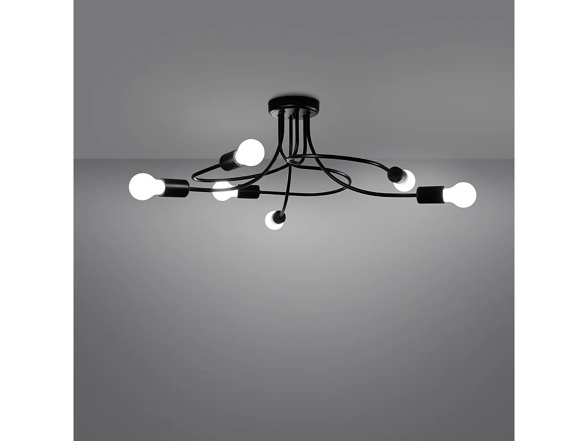 Lustre Levar Industriel En Acier - 6 Sources Lumineuses - L.69 X H.29 Cm - Noir