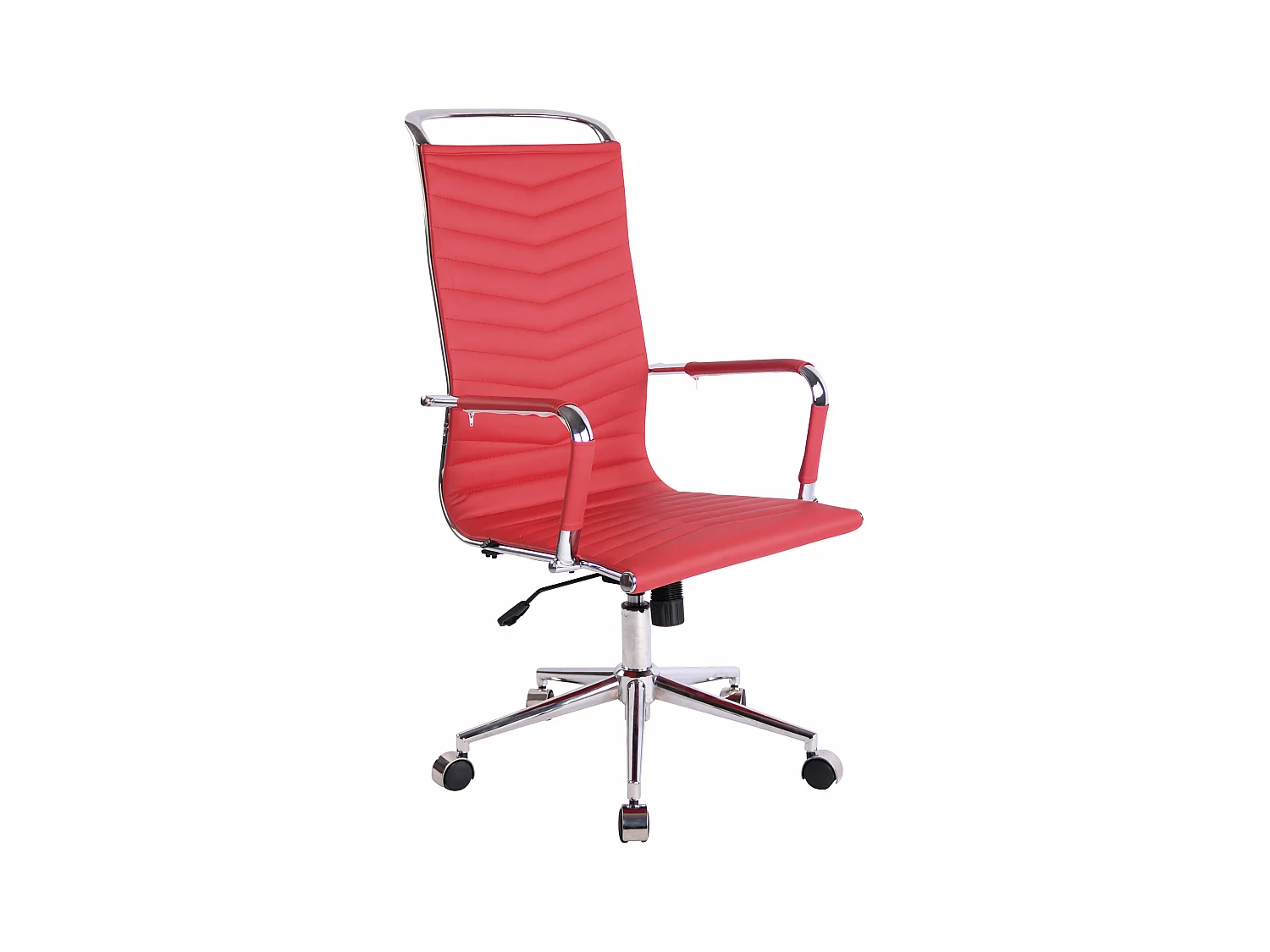 Chaise de bureau - Similicuir & Métal chromé - Rouge - Batley