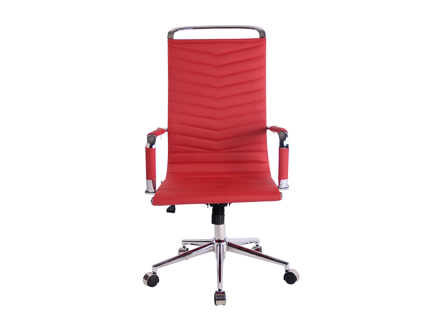 Chaise de bureau - Similicuir & Métal chromé - Rouge - Batley