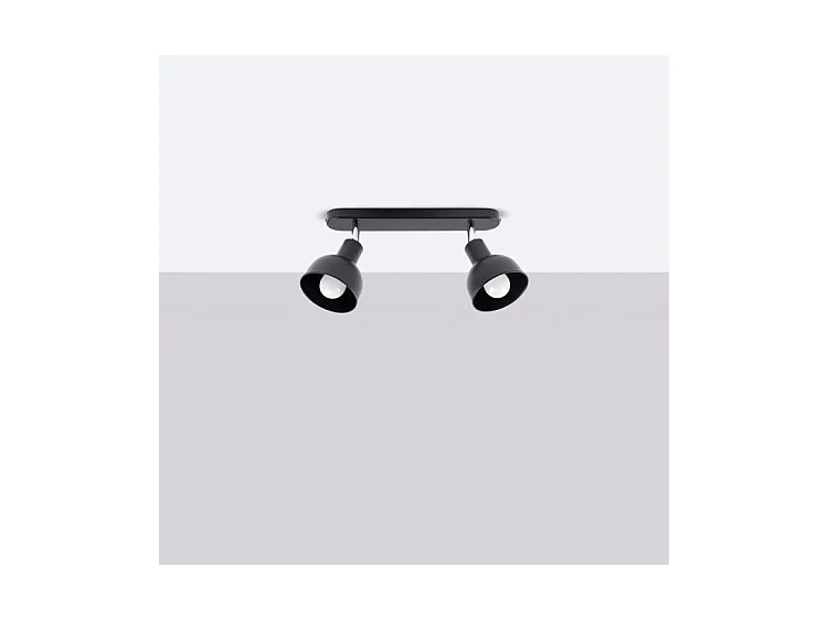 Plafonniers Elba Grenier En Acier - 2 Sources Lumineuses - L.47 X H.18,5 Cm - Noir