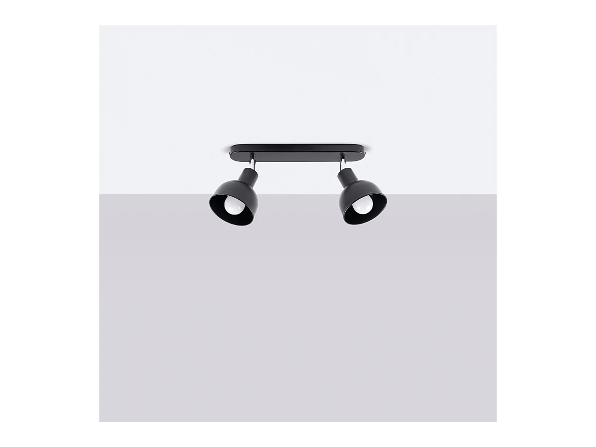 Lampade Da Soffitto Elba Soppalco Di Acciaio - 2 Sorgenti Luminose - L.47 X A.18,5 Cm - Nero