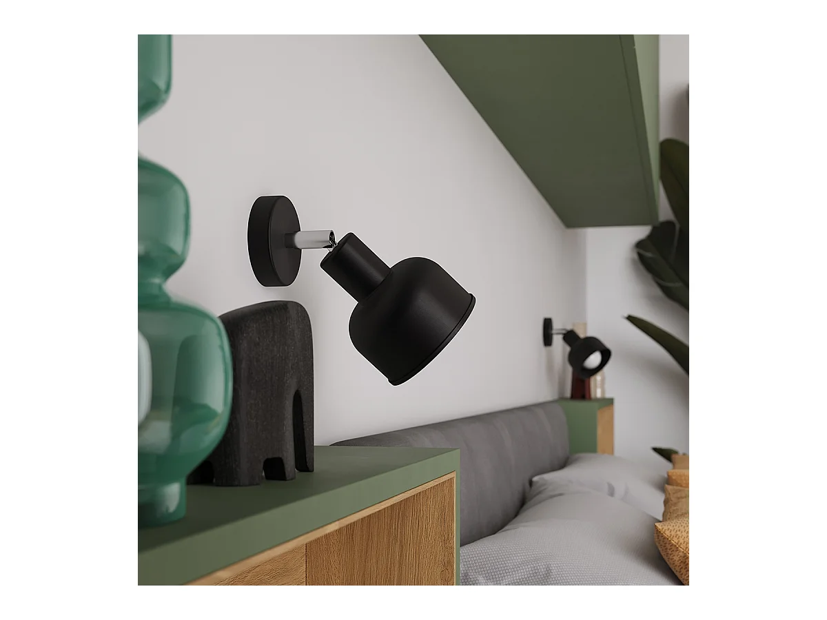 Lampade Da Soffitto Elba Soppalco Di Acciaio - 2 Sorgenti Luminose - L.47 X A.18,5 Cm - Nero