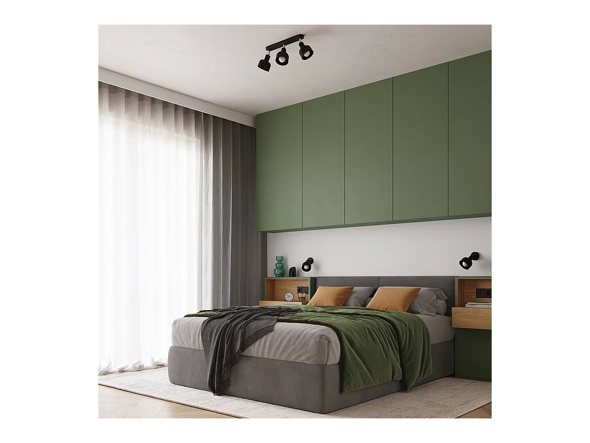 Lampade Da Soffitto Elba Soppalco Di Acciaio - 2 Sorgenti Luminose - L.47 X A.18,5 Cm - Nero