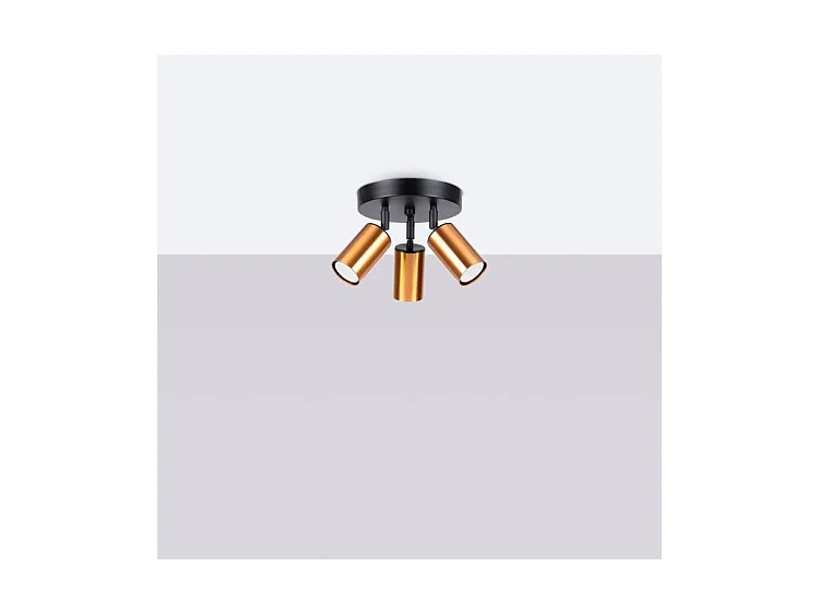 Plafonniers Winx Moderne En Acier - 3 Sources Lumineuses - L.19,5 X H.20 Cm - Noir/Cuivre