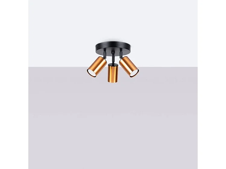 Plafonniers Winx Moderne En Acier - 3 Sources Lumineuses - L.19,5 X H.20 Cm - Noir/Cuivre