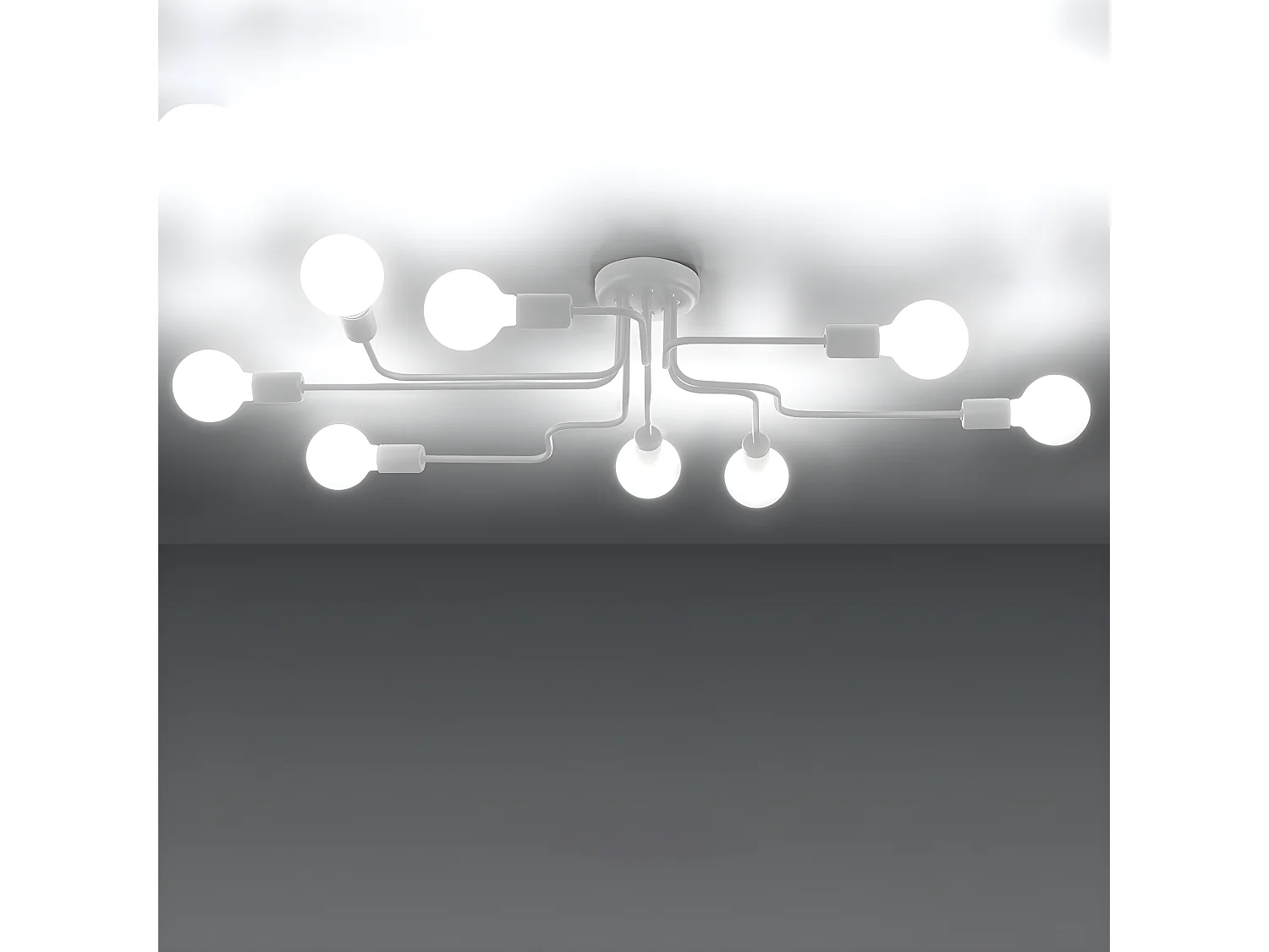 Plafonniers Vector Industriel En Acier - 8 Sources Lumineuses - L.103 X H.15,5 Cm - Blanc