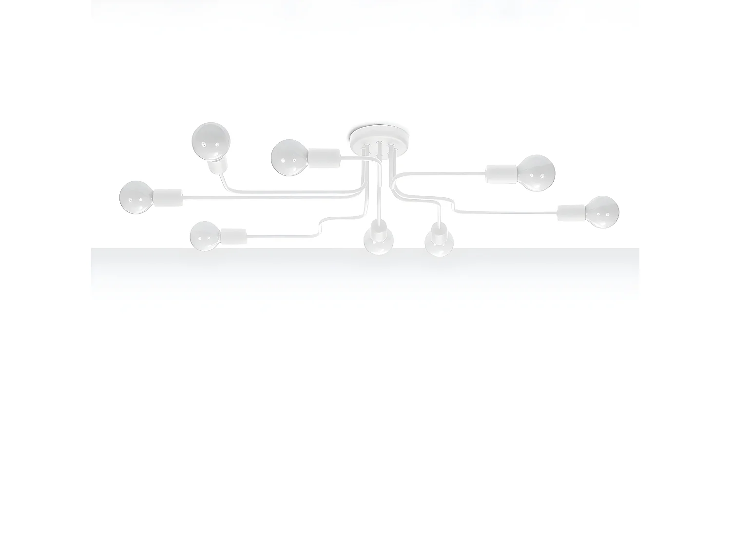 Plafonniers Vector Industriel En Acier - 8 Sources Lumineuses - L.103 X H.15,5 Cm - Blanc