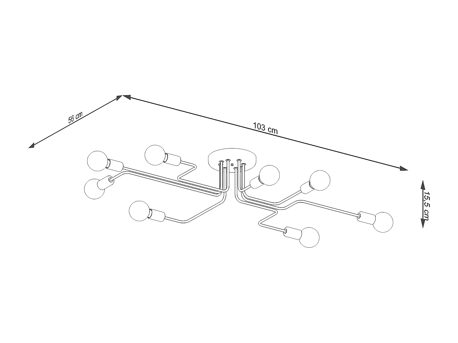 Plafonniers Vector Industriel En Acier - 8 Sources Lumineuses - L.103 X H.15,5 Cm - Blanc