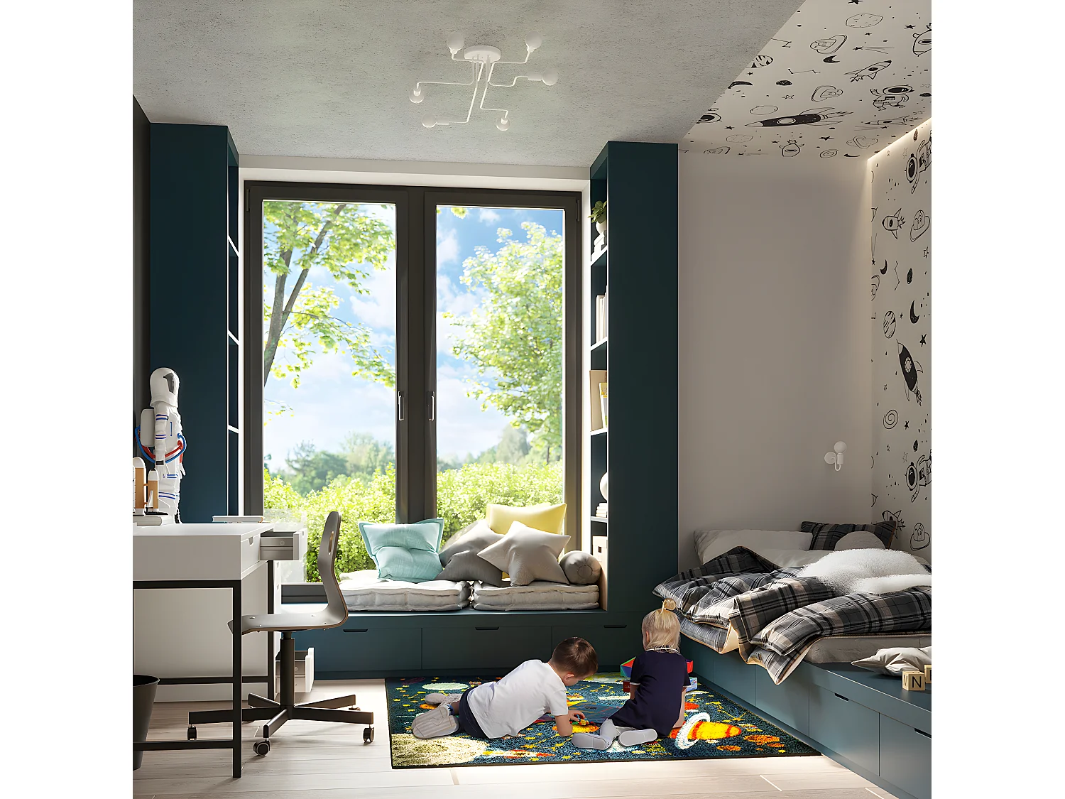 Plafondlampen Vector Industrieel Van  - 8 Lichtbronnen - L.103 X H.15,5 Cm - Wit