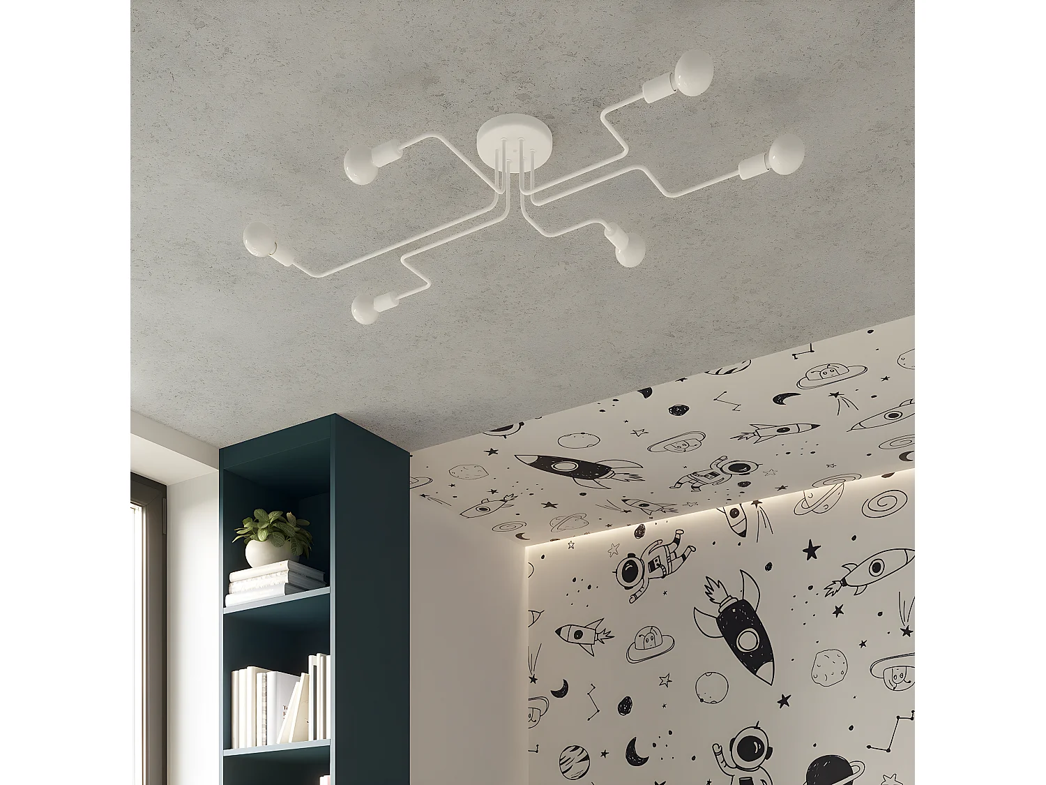 Plafondlampen Vector Industrieel Van  - 8 Lichtbronnen - L.103 X H.15,5 Cm - Wit