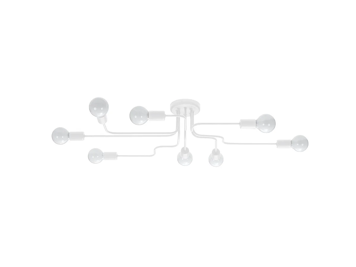 Plafonnier Vector Industriel En Acier - 8 Sources Lumineuses - L.103 X H.15,5 Cm - Blanc