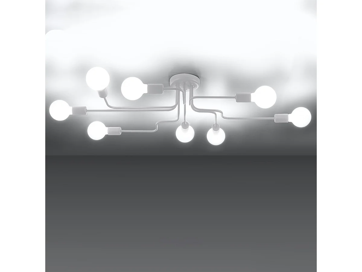 Plafonnier Vector Industriel En Acier - 8 Sources Lumineuses - L.103 X H.15,5 Cm - Blanc