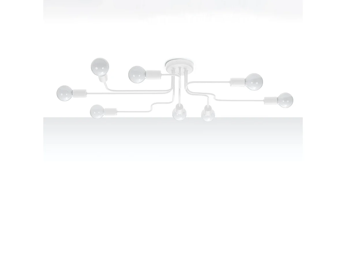 Plafonnier Vector Industriel En Acier - 8 Sources Lumineuses - L.103 X H.15,5 Cm - Blanc