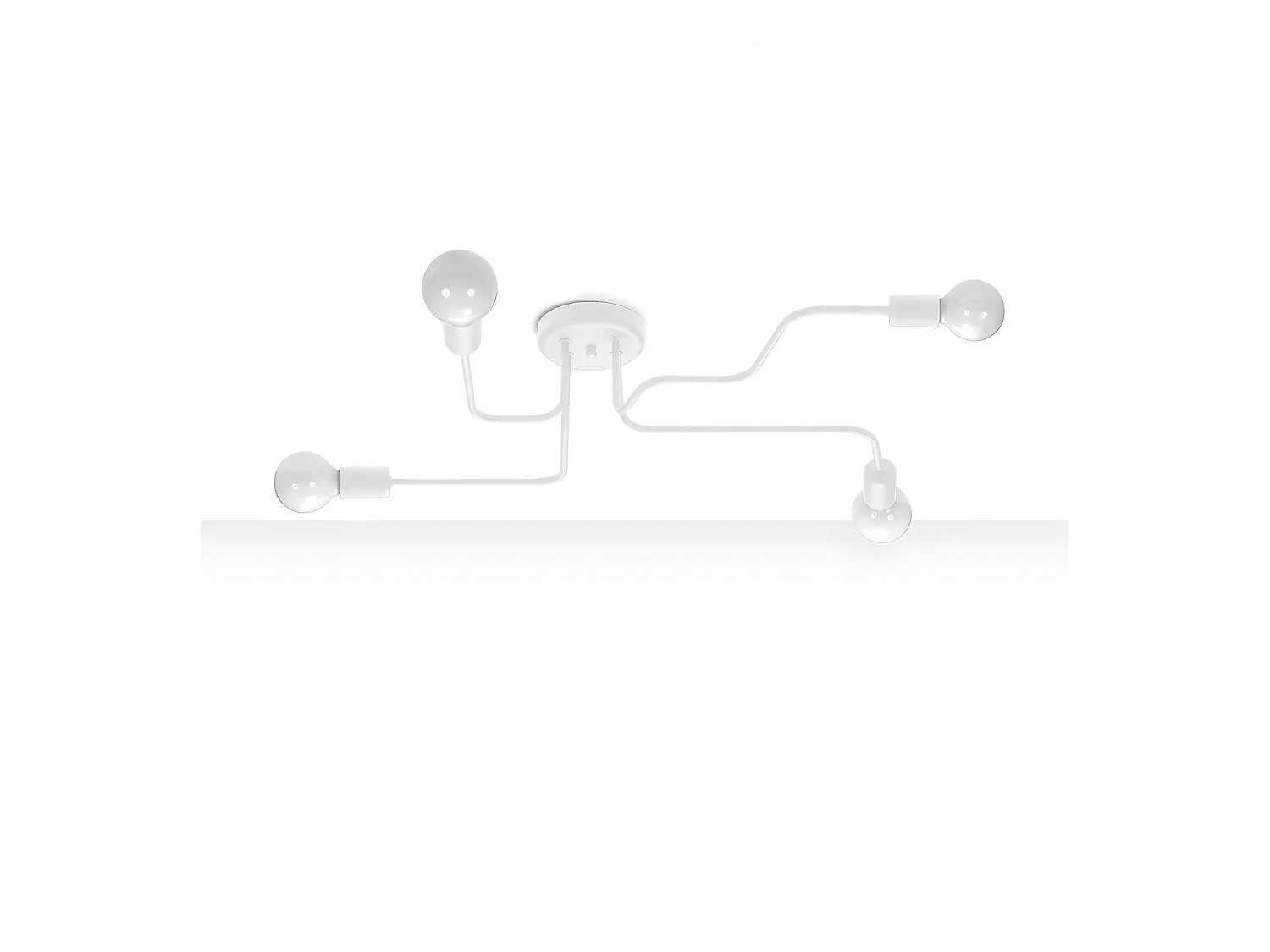 Plafonniers Vector Industriel En Acier - 4 Sources Lumineuses - L.78 X H.15,5 Cm - Blanc