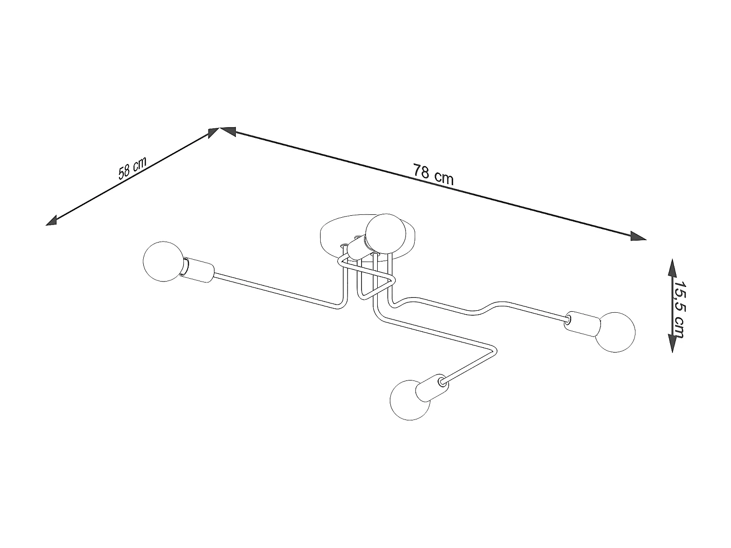 Plafonniers Vector Industriel En Acier - 4 Sources Lumineuses - L.78 X H.15,5 Cm - Blanc