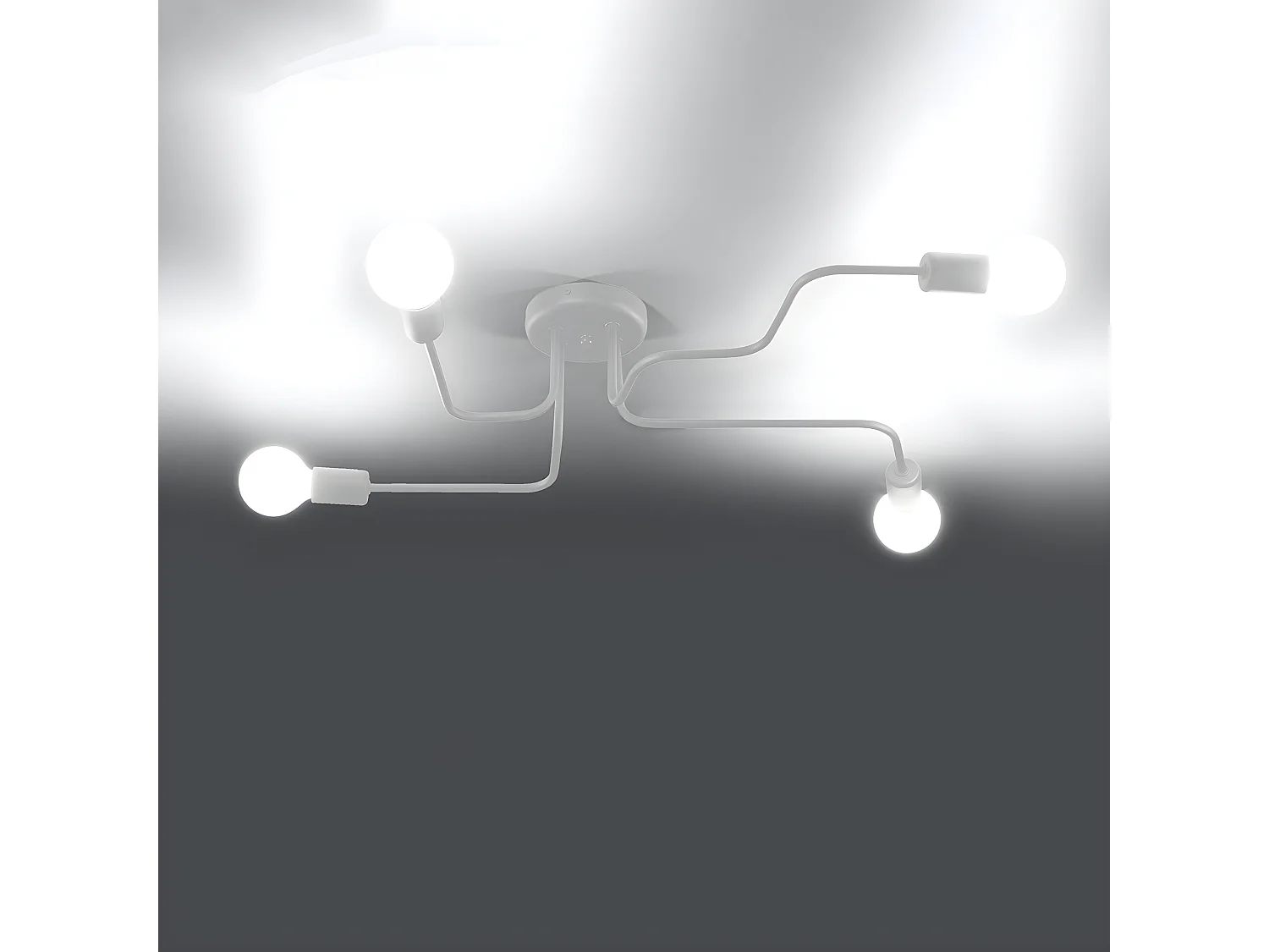 Plafondlampen Vector Industrieel Van  - 4 Lichtbronnen - L.78 X H.15,5 Cm - Wit