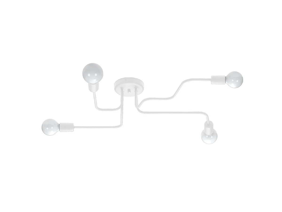 Plafonnier Vector Industriel En Acier - 4 Sources Lumineuses - L.78 X H.15,5 Cm - Blanc